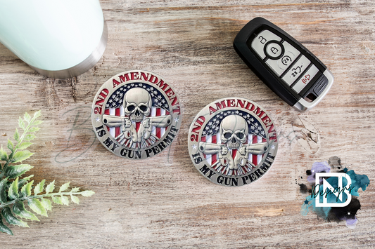 2nd Amendment Is My Gun Permit Car Coasters