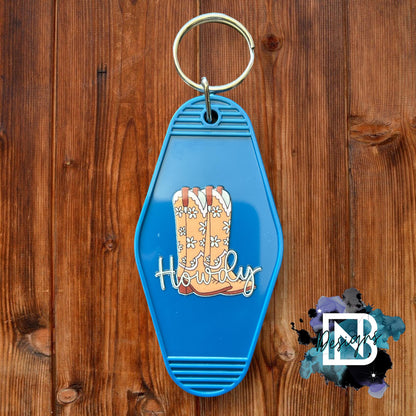 Howdy Floral Boots Motel Keychain