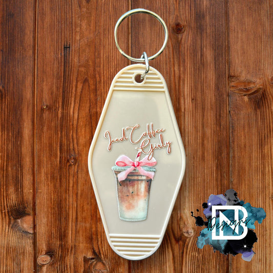 Iced Coffee Girly Motel Keychain