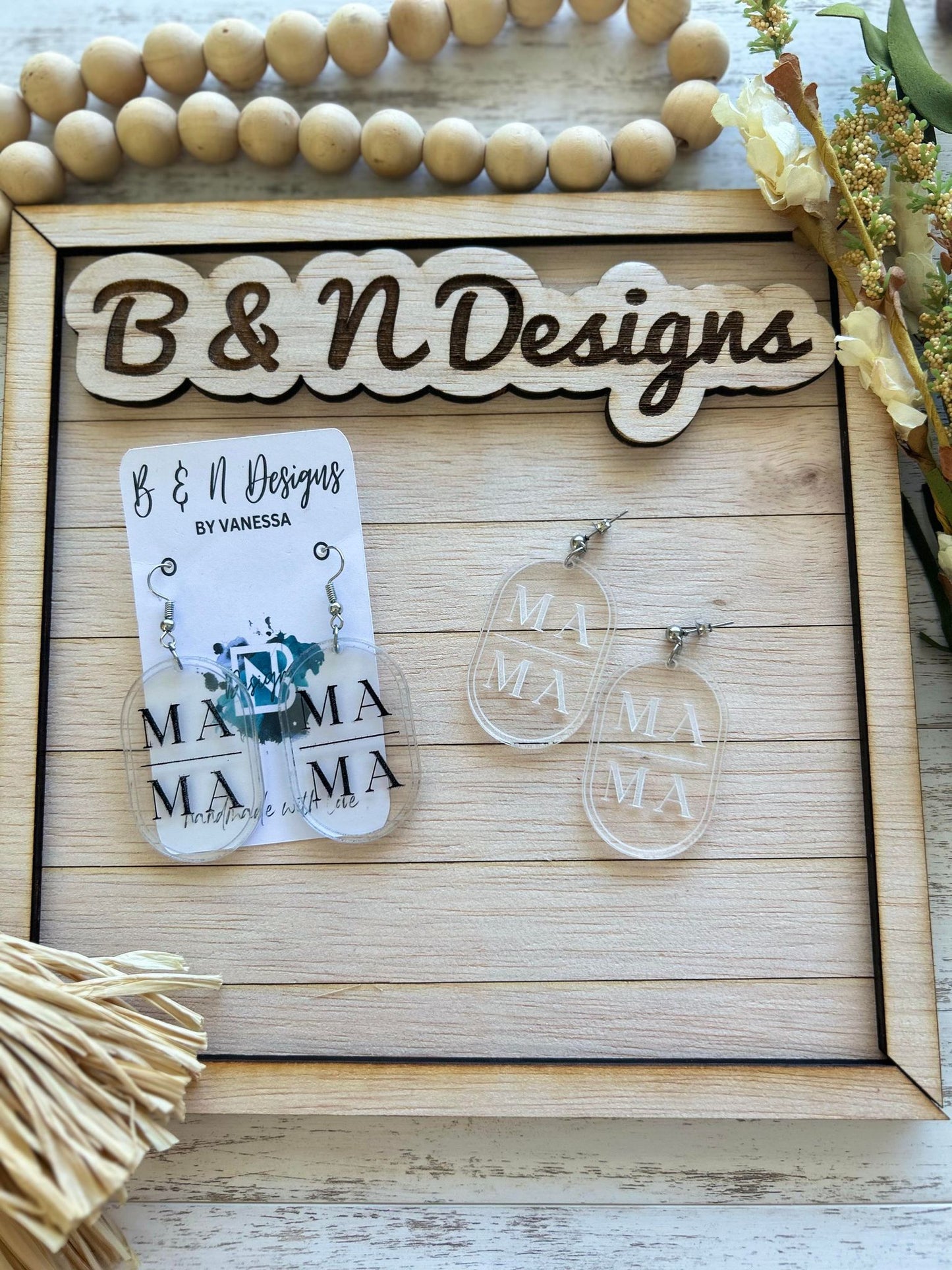 Mama Acrylic Earrings