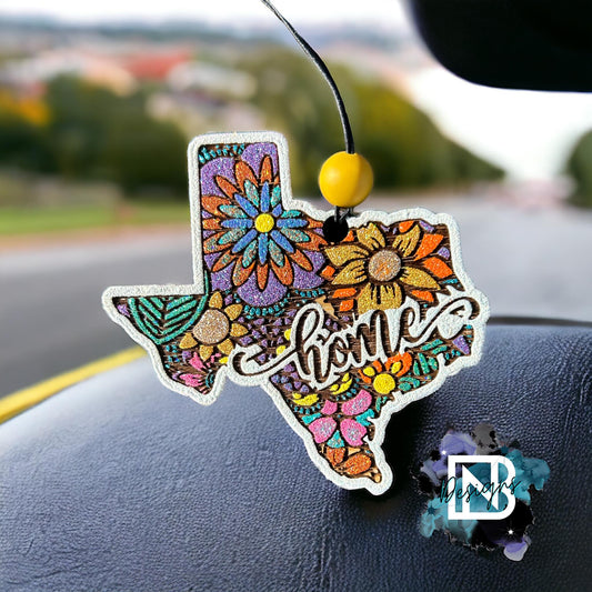 Texas Floral Car Charm