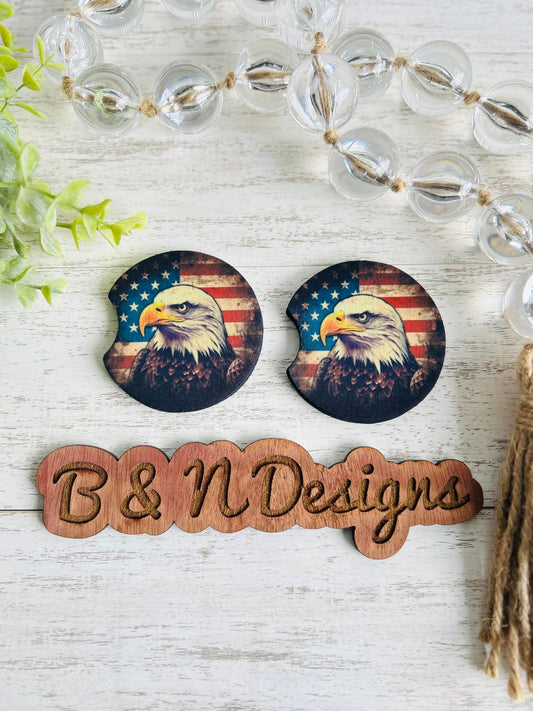 American Flag Eagle Car Coasters