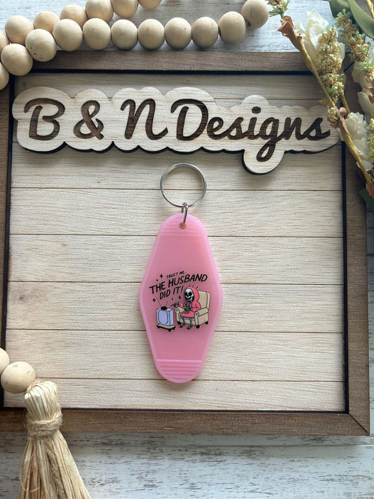 The Husband Did It Motel Keychain