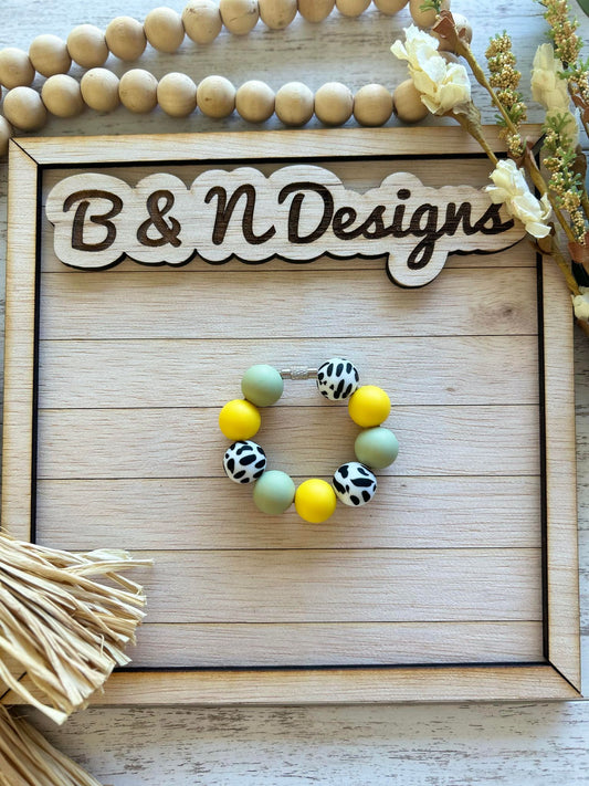 Yellow Green animal Print Cup Charms