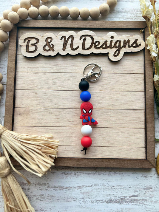 Black Blue Red Spider Keychain