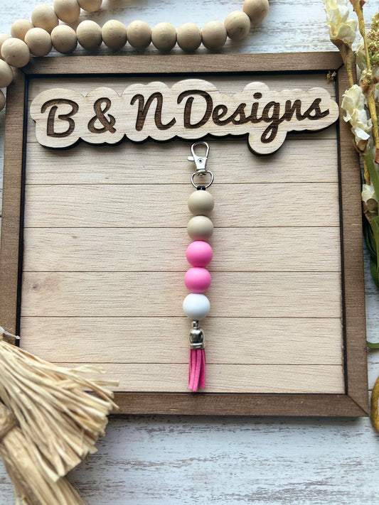 Nude Pink white Keychain