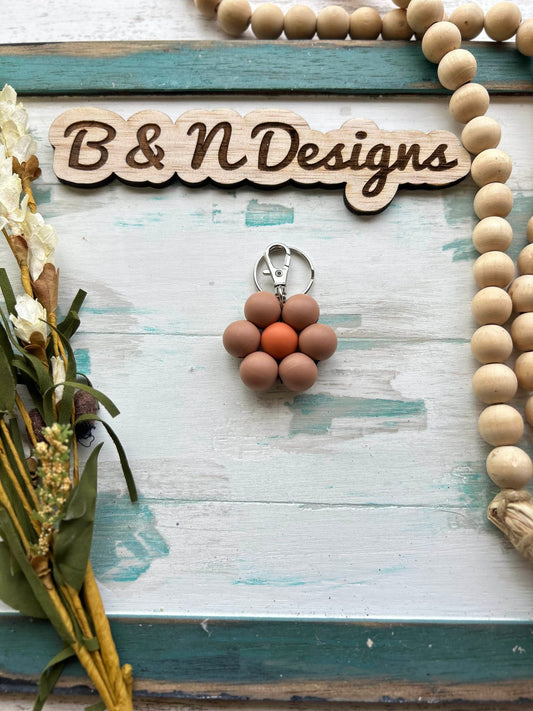 Brown and Rust Flower Keychain