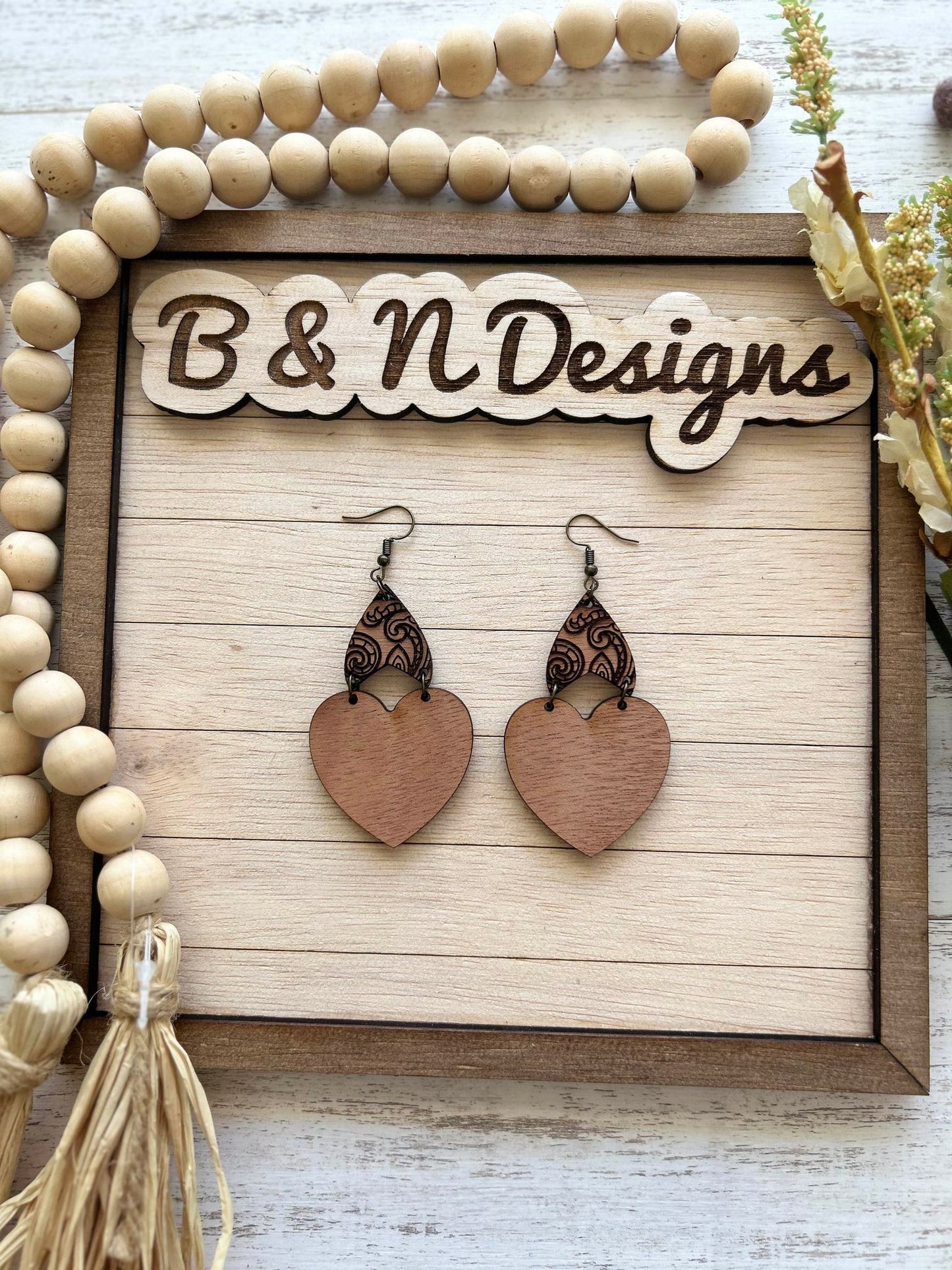 Mandala Wood Acrylic Earrings