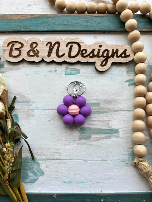 Purple and Pink Flower Keychain