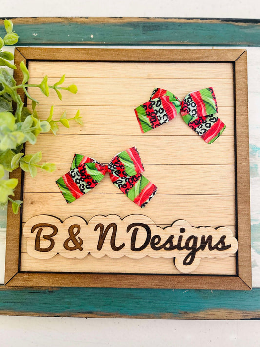 Red Green Cheetah Serape Bow