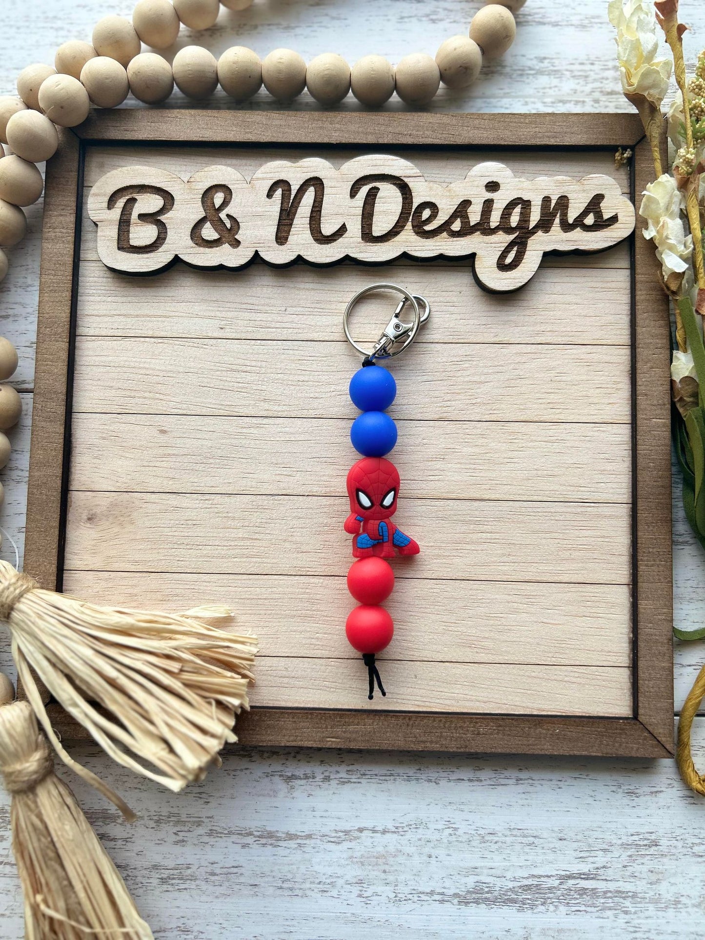 Blue and Red Spider Keychain