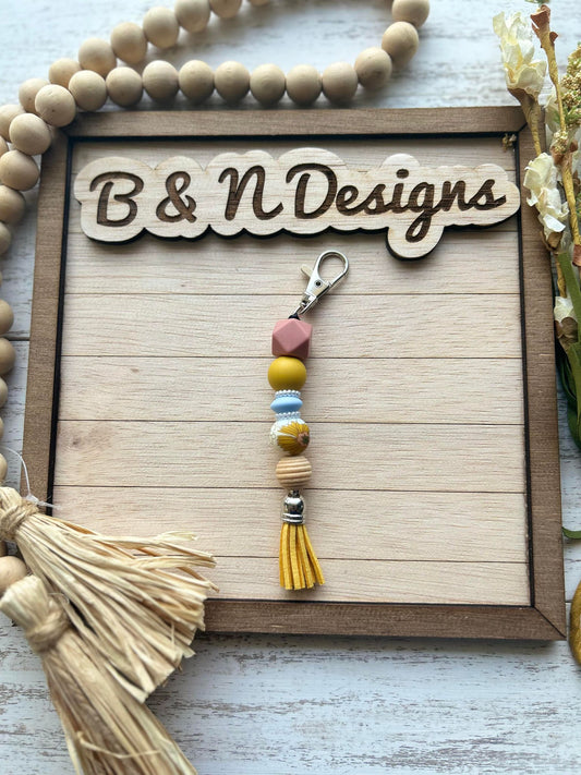 Floral mauve mustard Keychain