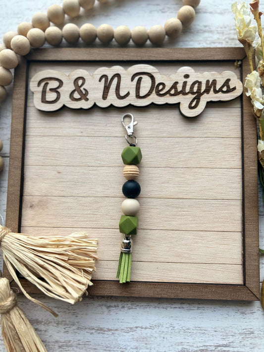 Olive Black Cream Keychain