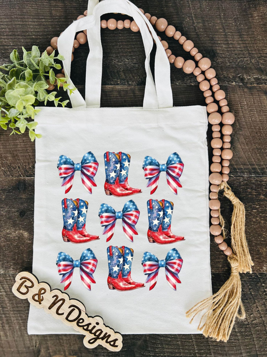 Boots And Bows Patrotic Tote Bag