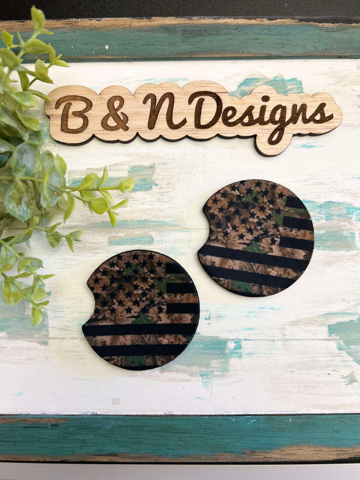 Camo Flag Black Car Coasters