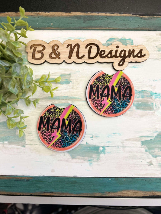 Mama cheetah Lighten Bolt Car Coasters