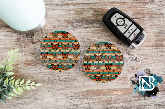 Serape Butterflies Car Coasters