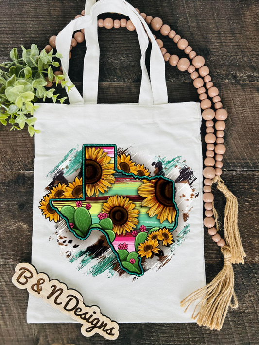 Sunflower Colorful Texas Tote Bag